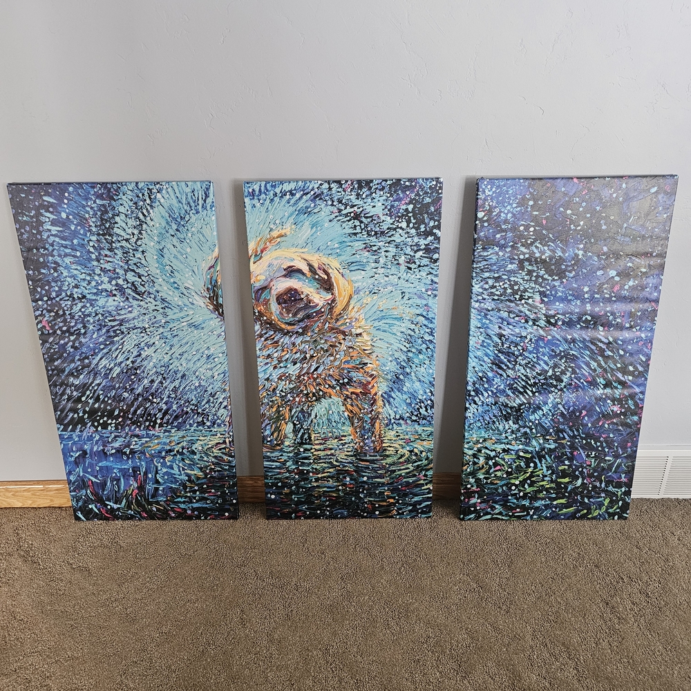 Colorful Dog Triptych Canvas Art